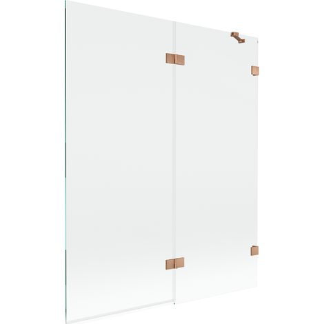 Mexen Lunar Badewannenabtrennung 2-flügelig rechts 140 x 150 cm, transparent, gebürstetes Kupfer - 897-140-100-65-00-P