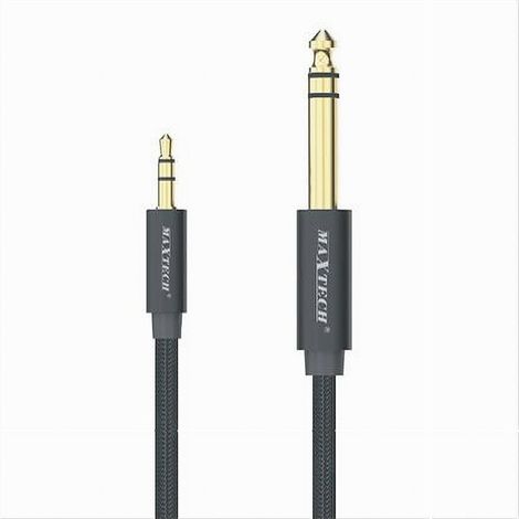 MaxTech - Cavo Aux Jack Da 3,5 Mm A 6,5 mm Audio Stereo Alta Qualità Da 3 Metri Ajack-05 - (1/2)