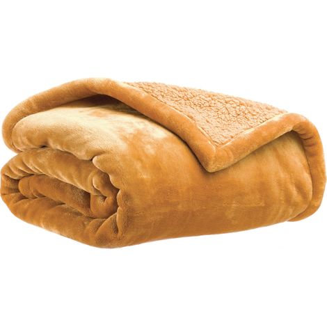 VIVARAISE - Jeté de lit Michka Bronze - Couvre-lit double face polyester, texture douce et chaud, 240 x 220 cm (1/3)