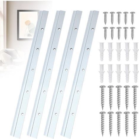 Support Miroir Lourd 4 Pièces, Rail Mural 30 cm avec Vis pour Cadres et Miroirs (1/4)