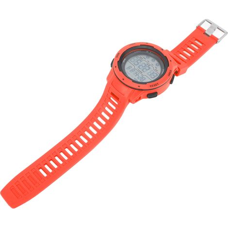 Montre chronographe numérique de sport pour homme, bracelet en caoutchouc, étanche, rouge. (1/5)