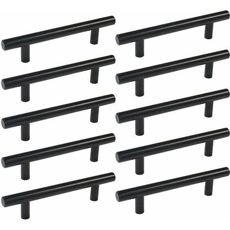 LaBlanc – 10 Stück Küchentürgriffe mit Schrauben (150 mm), Edelstahl-Möbelgriff, 96 mm Lochabstand, für Schranktür, schwarz