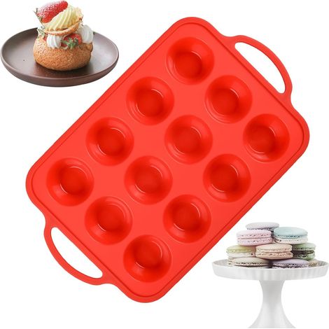 Moule cylindrique en silicone, 12 cavités, moule à muffins, chocolat, moule de cuisson réutilisable de qualité alimentaire pour gelée, muffin aux œufs, cupcakes, quiches, , desserts, pudding,Parent,- (1/5)