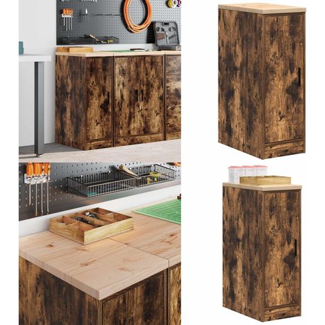 vidaXL Armoire de rangement de garage chêne fumé 30x51x85 cm bois pin