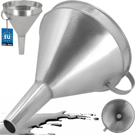Entonnoir en métal galvanisé avec crépine, filtre à fioul, bol de 23 cm
