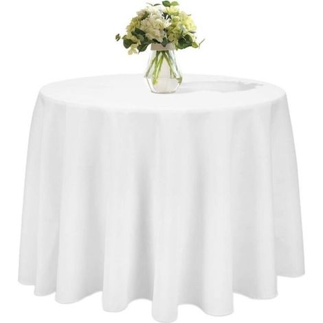 Nappe Ronde 240cm Blanche Nappe Mariage en Polyester Infroissable Anti Tache Décoration de Table pour Réception Anniversaire (1/5)