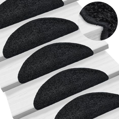 vidaXL Stair mats Rectangular 15 pcs Black 56 x 17 x 3 cm (1/5)