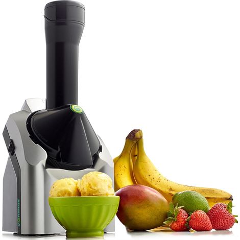 Yonanas Classic Softeismaschine für gesunde, vegane und laktosefreie Leckereien, 200 W, silberfarben, mit 36 Rezepten, BPA-frei, leicht zu reinigen, schnell und einfach in der Anwendung (1/5)