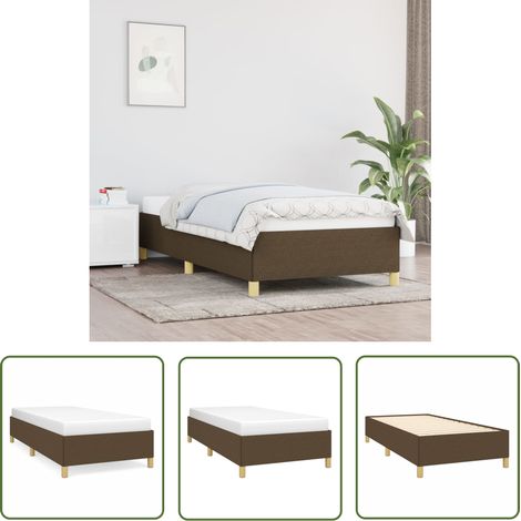 The Living Store Bettgestell ohne Matratze Dunkelbraun 100x200 cm Stoff - Bettrahmen - Doppelbett - Lattenrost - Massivholzbette - Holzbetten (1/5)
