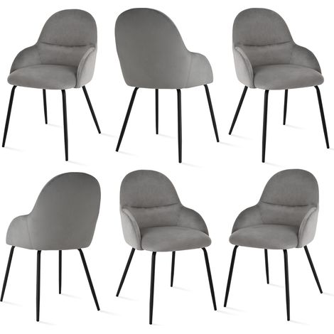 Goeurvant Chaises de salle à manger au style scandinave minimaliste, offrant un soutien dorsal optimal et une base en bois stable - Lot de 6 – Gris