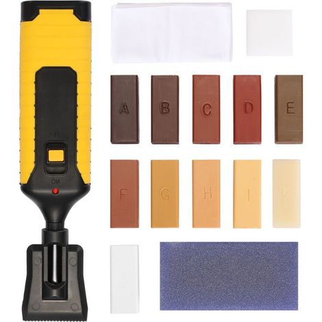 Kit de réparation de la maison de ménage Réparations du sol DIY outil de planche en bois multifonctionnel en bois rayures utilitaire réparateur avec 11 blocs de cire (1/5)