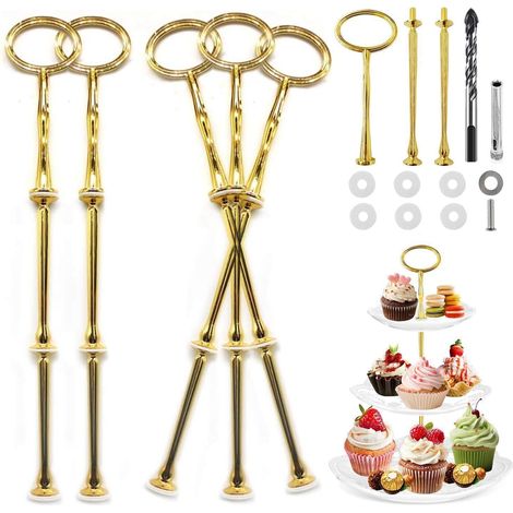 Etagere Stangen Set Gold 5 Stück für Tortenständer Bastelset mit Bohrern (1/4)