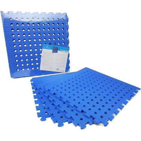 TrAdE Shop Traesio - Tappeto 4pz Piastrelle Tappetino Eva Azzurra Piscina Palestra Casa 50x50cm 016963 -