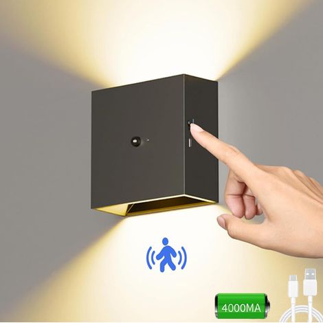 Applique murale LED rechargeable avec détecteur de mouvement, applique murale sans fil avec aspiration magnétique, 2 modes d'éclairage, lumière chaude (1/5)