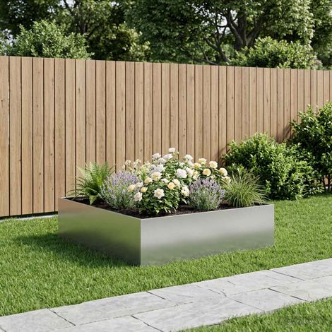 vidaXL Cache-pot de jardin Argenté 80 x 80 x 30 cm Acier galvanisé (1/5)
