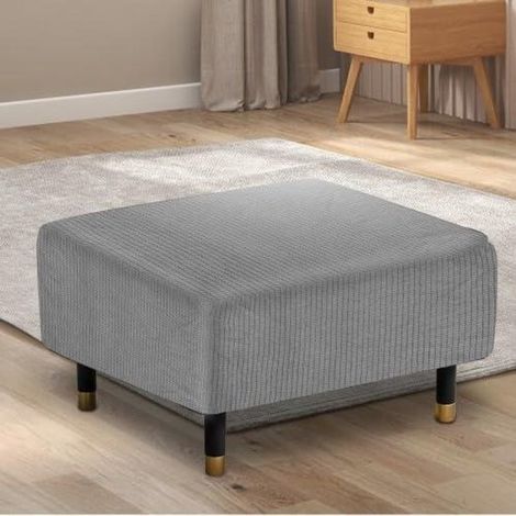 Copripoggiapiedi quadrato - Fodera elasticizzata - Coprimobile di grandi dimensioni 90115 cm - Grigio scuro (1/2)