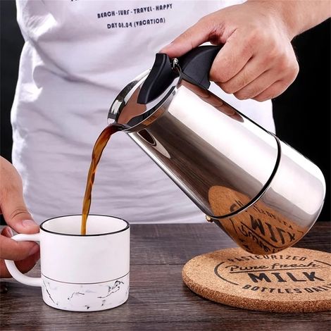 Cafetière Espresso, 220V acier inoxydable cafetière électrique 6 TASSES 300 ml Moka cafetière Espresso