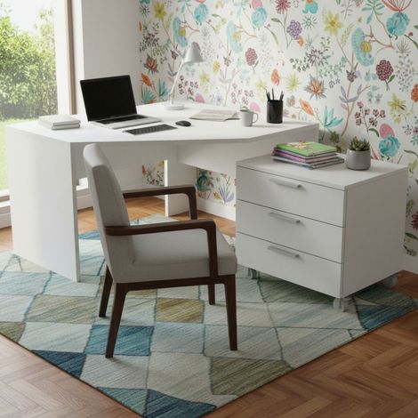 Cassettiera 3 cassetti - Design moderno e funzionale per cameretta e ufficio - Bianco (1/5)