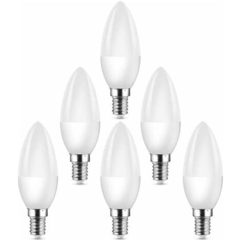 Lot de 6 ampoules LED E14 à petite vis Edison (SES) équivalentes à des ampoules halogènes 40 W C37 400 lm 3000 K Blanc chaud (1/4)