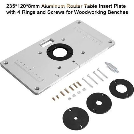 pair Aluminum routeur Table Plaque Insérer Pour charpenterie avec 4 Router Insert Rings + set vis de fixation Pour charpenterie--DQ (1/4)