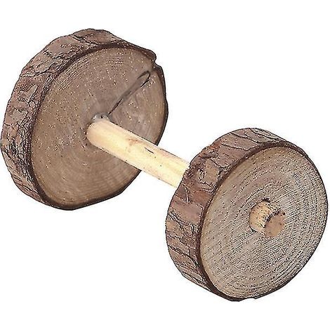 Jouet à mâcher pour lapin, friandises naturelles, haltère en bois à rouler pour gerbille (1/4)