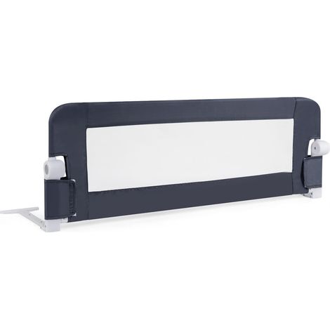 Pour lit d'enfant, accès facile, barrière de sécurité rabattable grise avec rembourrage et pieds en T (1/5)