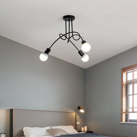 3 Luci Lampadario a Sospensione Retrò Lampada da Soffitto Paralume Metallo Nero Illuminazione Pendente DIY per Soggiorno Camera da Letto