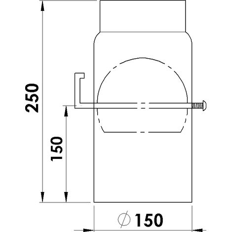 Rauchrohr 150 mm ø, 500 mm mit Drosselklappe