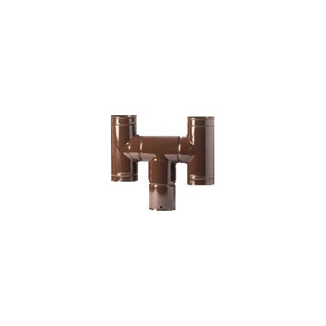 Fumaiolo ad H per Tubo stufa in lamiera porcellanata 10 cm colore Marrone (1/3)
