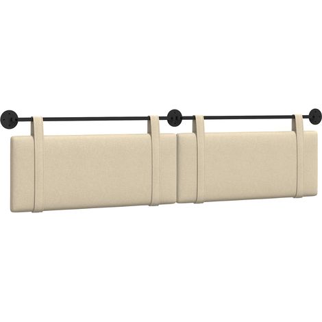 Hanging Headboard Cream Fabric vidaXL