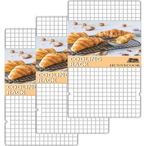 Set de 3 Grilles de refroidissement, Acier inoxydable, 40,2x25cm, Résistant chaleur, Pour cuisson et séchage, Cuisine et pâtisserie (1/5)