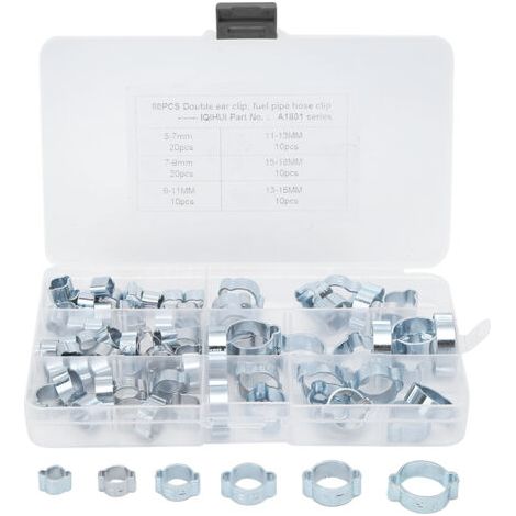 QORVA-80pcs collier de serrage de carburant à double oreille pince véhicule 360 ° conception 6 tailles (1/5)