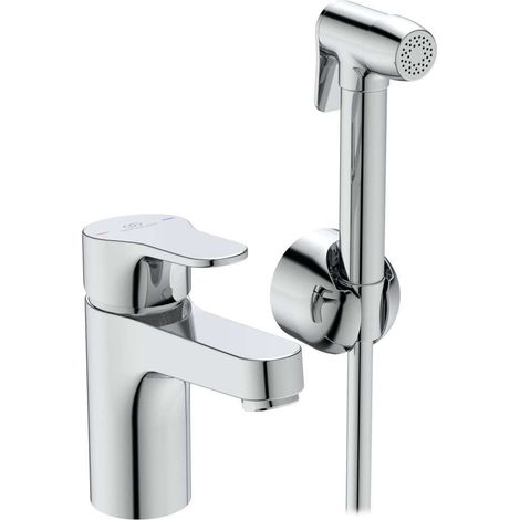 Ideal Standard Grifo de lavabo con ducha lateral separada H80 Cerabase sin vaciador Proy.106mm Cromado, BC834AA (1/5)
