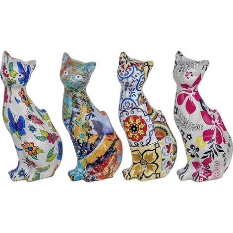 Signes Grimalt Figura De Gato Figuras  Figura Gato 4 Unidades Animales Blanco 13x4x6cm 27296