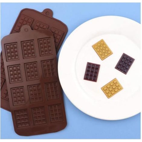 Moule en Silicone - 2 PCS - Mini Tablette Chocolat - 12 Cavités - Antiadhésif (1/4)