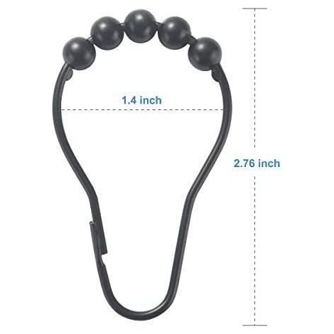 Anneau de crochet de gourde à cinq perles anneau de rideau en métal antirouille boucle rideau de douche suspendu anneau de rideau de douche crochet noir 12 pièces MNS (1/2)