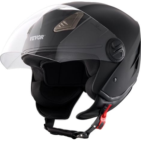 Casco de moto VEVOR, 3/4, ABS de alta densidad, Bluetooth, lente intercambiable, talla L, homologado por DOT, casco 3/4-b (1/2)