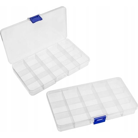 Organizador con compartimentos, caja de almacenamiento, caja de herramientas, 18x10x2,3 cm