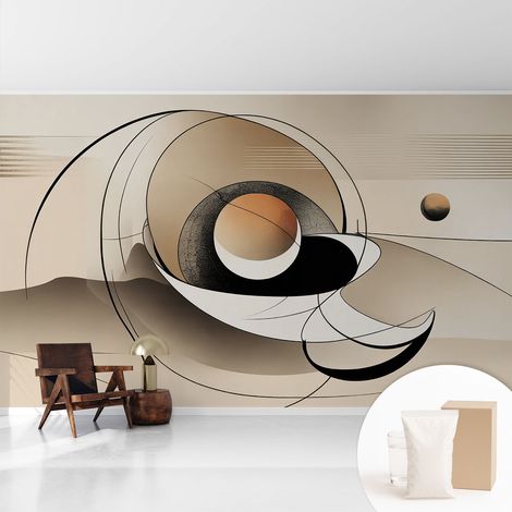 Tapete Vliestapete mit Kleber- abwaschbar - Raumgestaltung  Schlafzimmer Wohnzimmer Tapete Harmonische Abstraktion 416x254 cm (1/5)