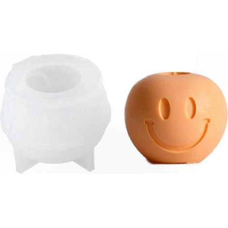 Emoji-Gesichts-Kerzenform, Silikonform für Gips und Beton, Lippenstiftbehälter, DIY-Harzform, Heimdeko (1/5)
