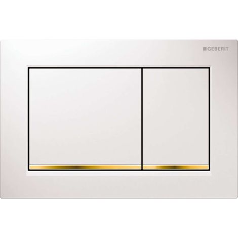 Geberit Omega20 - Pulsador para WC OMEGA20, blanco/chapado en oro 115.080.KK.1 (1/3)