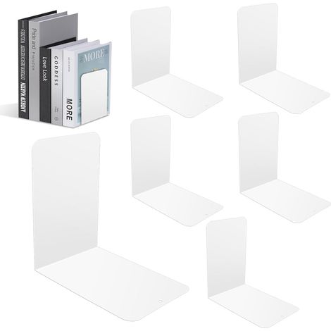6 Pièces Serre Livre Metal, Mental Bookend,(15  15  10cm, Blanc) (1/5)
