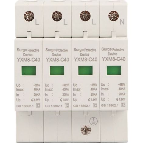Parafoudre 4P 40 kA pour installation domestique sur rail DIN – protection contre les surtensions et la foudre, basse tension (1/4)