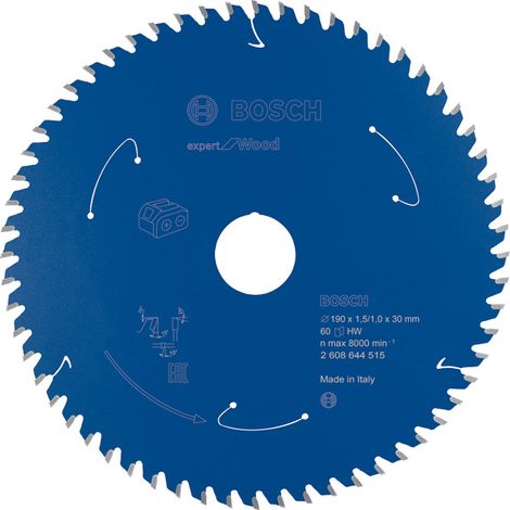 Bosch Kreissägeblatt Expert for Wood für Akku-Handkreissägen 190 x 1,5 x 30 mm 60 - 2608644515