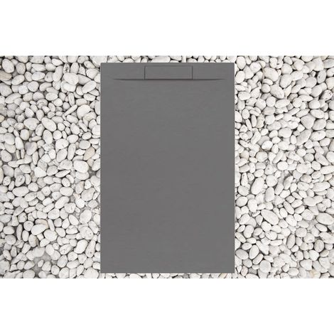 Piatto Doccia 80X120 cm Grigio RAL 7037 Vulcano Line PLUS In Resina e Polvere Di Marmo Con Griglia Laterale IN MARMORESINA - FRASCIO