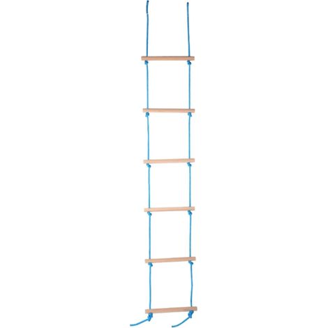 1 échelle de corde en bois, marches en bois intégrées, résistance abrasion élevée, charge max 100 kg, usage extérieur et intérieur (1/5)