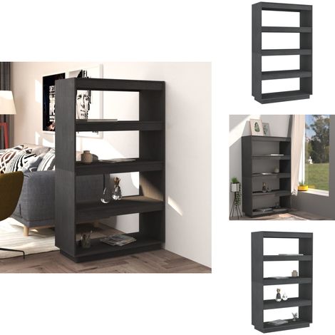 Bibliothèque/Séparateur de pièce Gris 80x35x135 cm Pin massif - Bibliothèque - Meuble Rangement - Étagère - Séparateur Pièce - Bois (1/5)