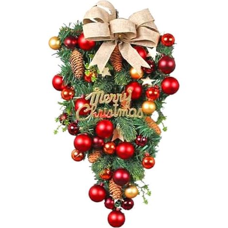 Guirlande de Noël et couronne pour porte d'entrée, guirlande d'escalier hivernale pour décoration de Noël (1/5)