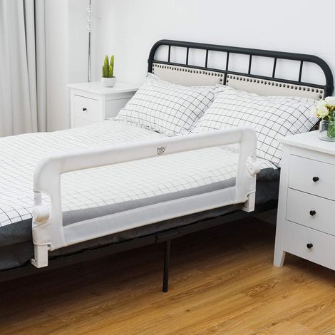 Costway – Barrière de lit rabattable pour bébé – Mousse souple – Trous pré-percés pour fixation – Dimensions 121 x 42 cm – Protection contre les chutes