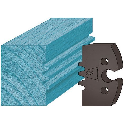Diamwood Jeu de 2 contre-fers profilés double trapèze A246 - Hauteur 48 mm, Épaisseur 5,3 mm - Entraxe des trous 24 mm - Acier - Compatible avec porte-outils de toupie (1/2)